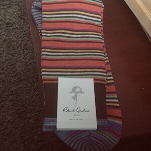 Robert Graham Striped Crew Socks in Pink, Orange, Blue, Green and Black